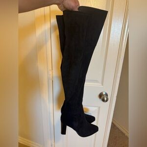 Brand New Black Faux Suede Over-the-Knee Boots